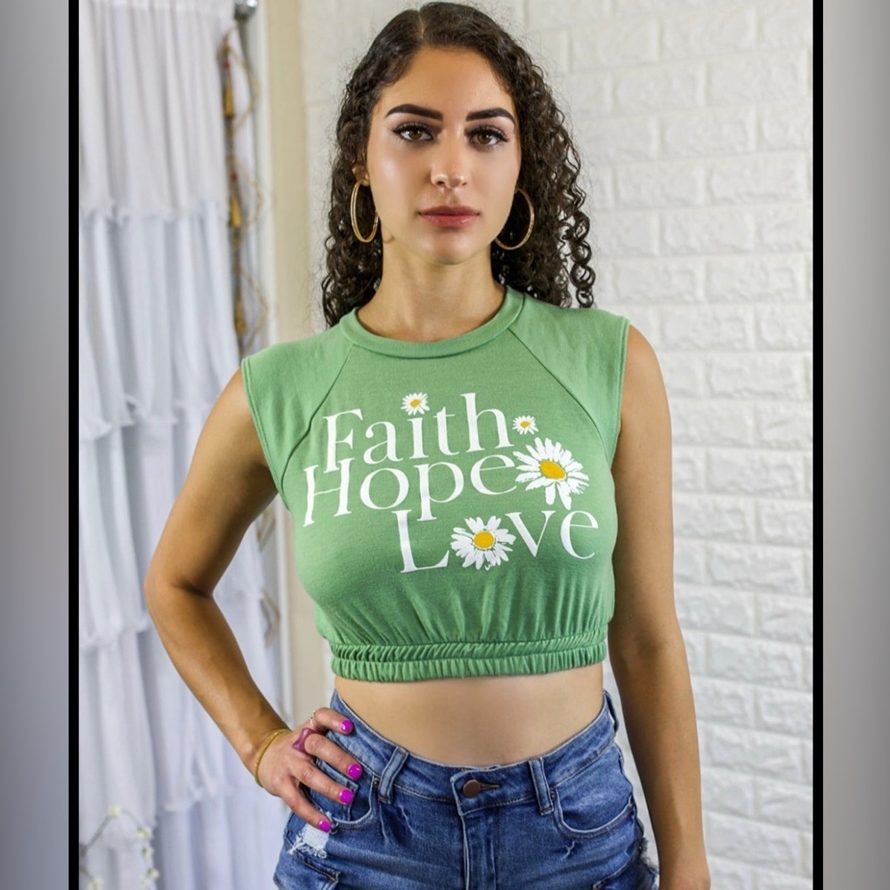 Green Faith Hope Love Women's Crop Top
